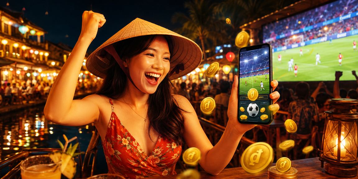 Người dùng Phú Quốc đội nón lá tải và cài đặt ứng dụng cá cược thể thao trên điện thoại
